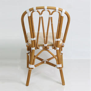Minimalist Beige <b>White</b> Solid Teak Garden <b>Chair</b> PE Rattan Seat Outdoor <b>Dining</b> Patio Cafe Balcony Hotel Resort Living Room - Product Image 4
