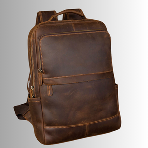 Sac à dos en cuir véritable pour hommes Sac rétro de voyage pour ordinateur portable Sac d'école d'affaires de grande capacité Sac à dos en cuir de vachette - Product Image 3