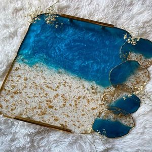 Plateau de service moderne en résine durable fait à la main motif solide personnalisable couleur/Logo 100 pièces pour desserts apéritifs fruits - Product Image 4