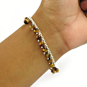 กำไลพลอยตาเสือธรรมชาติสร้อยข้อมือสวยหรูสำหรับเด็กผู้หญิงเครื่องประดับโบฮีเมียนสร้อยข้อมือเงินสเตอร์ลิง925เป็นของขวัญครบรอบปีภรรยา - Product Image 2