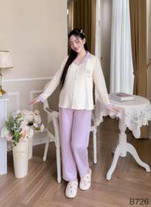 Best Choice Logotipo personalizado B726 Conjunto de ropa informal de maternidad Algodón suave Longitud larga Transpirable y no decolorado a granel - Product Image 3