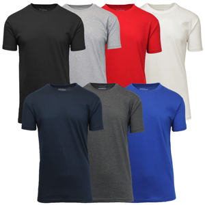 T-shirt classique uni à manches courtes et col rond pour homme, coupe ajustée, en polyester/coton tissé (S-3XL), 180g, séchage rapide et respirant - Product Image 1