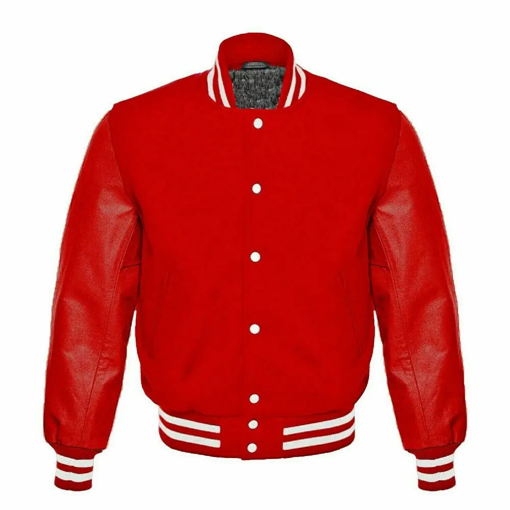 Yeni varış işlemeli şönil yamalar ceket yün hakiki deri kollu Letterman beyzbol kolej kolej ceketi