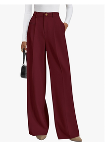 Pantalons palazzo taille haute pour femmes, pantalons de travail décontractés, pantalons à jambes larges, pantalons légers, vêtements de bureau pour femmes - Product Image 3