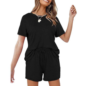 Conjunto corto de 100% algodón de alta calidad para mujer, logotipo personalizado, ropa informal de 2 piezas, servicio OEM disponible - Product Image 3