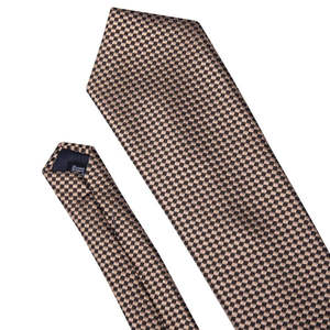 Cravate Classique Décontractée pour Homme 100% Soie, Motif Jacquard Imprimé à Carreaux Noir Cuivre, Idéale pour Costume, Livrée avec Coffret Cadeau - Product Image 5