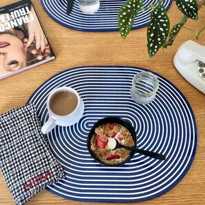 Elegant Oval Stripe Lacquer <b>Placemat</b> with Matching Charger Handcrafted Tableware from Vietnam - Product Image 2