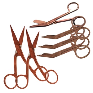 Tijeras para vendajes con revestimiento de color oro rosa, cuchillas de acero inoxidable, para primeros auxilios, uso artesanal, instrumentos médicos de corte con agarre, 3 uds. - Product Image 1