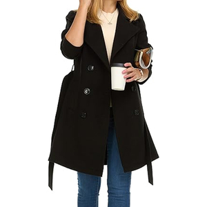 Manteau d'hiver pour femmes Veste à manches longues à revers à double boutonnage Manteau long Nouveau Casual Loose Warm Outerwear 2025 - Product Image 3