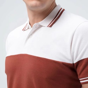Polo blanc sans boutons à manches courtes et à ourlet côtelé coupe ajustée pour homme, léger, en coton coloré pour l'été avec logo personnalisé - Product Image 4