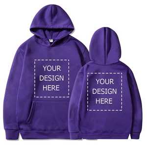 Sudadera con capucha de cuello redondo 100% algodón para hombre, diseño OEM personalizado, bordado sólido, forro polar transpirable, bolsillo, corte holgado, otoño - Product Image 3