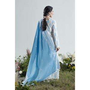 Ensemble de costume 3 pièces pour femme en tissu slub imprimé laqué avec dupatta brodée FE-52066 - Product Image 5