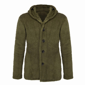 Men's Stylish Sherpa Button Hoodie Custom Design 100% Cotton Hot Winter Sweatshirt Oversized Hoody - Product Image 5