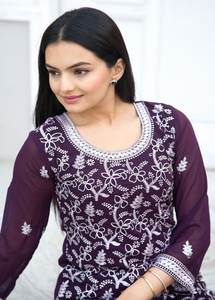 Conjunto de traje de mujer de diseñador de ropa india y pakistaní con trabajo bordado pesado Conjunto de traje bordado elegante - Product Image 4