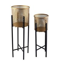 Rak Pajangan Pot Tanaman Logam 3 Kaki Mewah Konstruksi Tahan Lama Desain Elegan untuk Penggunaan di Dalam/Luar Ruangan Rumah dan Taman Bergaya