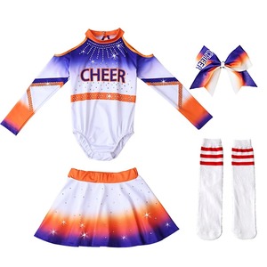 Écolière garçon ensemble avec strass de haute qualité Cheerleading Costumes équipe Performances scène Cheer uniforme femmes manches longues - Product Image 1