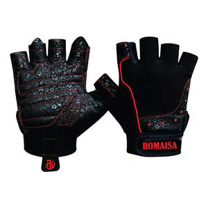 Gants d'haltérophilie demi-doigts avec fermeture à lacets et support de poignet pour l'entraînement sportif et sportif - Product Image 2