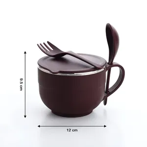 Prix d'usine – Lot de 2 bols Maggi en PP et acier, revêtement antiadhésif, marron, anti-chaleur, pour l'apprentissage des enfants, qualité alimentaire - Product Image 4