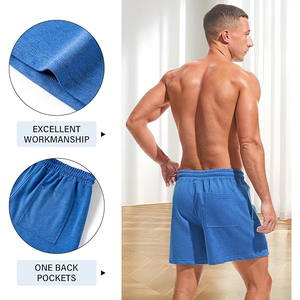 Shorts en polaire légers pour hommes 100% coton Tissu en laine solide Taille élastique Confort décontracté Durable Port quotidien - Product Image 3