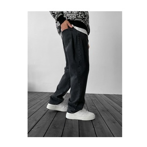 Pantalones Vaqueros de Mezclilla Tejida de Estilo Hip Hop para Hombre, Pierna Ancha, 100% Algodón, Ecológicos, Lavados, Casuales, Deportivos, Ropa de Calle, Invierno/Primavera, Secado Rápido - Product Image 2