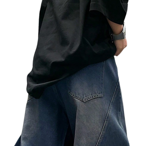 Jeans de Mezclilla Azul Oscuro para Hombre, Corte Ancho, Estilo Casual, Moda Urbana, Pantalones de Estilo Vintage, Corte Relajado, Largos, a la Moda - Product Image 4