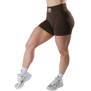 Shorts de sport pour femmes, marron foncé, sans couture, taille mi-haute, extensible, compression, entraînement, fitness, anti-fuites, shorts d'entraînement - Product Image 2