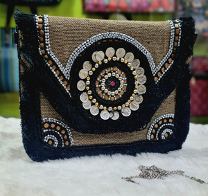 Bolso bandolera bohemio Vintage único con arte textil indio tradicional y cierre de cremallera para carteras de tarjetas, almacenamiento de maquillaje, uso diario - Product Image 1