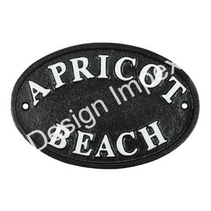 ป้ายชายหาดทรงรีสีแอปริคอทป้ายโลหะเคลือบสีดำป้ายติดผนังแบบกำหนดเองได้ป้ายทั่วไปสำหรับตกแต่ง - Product Image 1