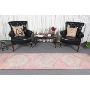 Alfombra turca bohemia de área grande Vintage 280 X 1030ft Patrón rectangular clásico Material de lana Respaldo de látex disponible Rosa Verde - Product Image 2