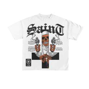 Camiseta Vintage de gran tamaño con estampado de algodón 100% personalizado para hombre, estilo Hip Hop, cuello redondo, peso pesado, longitud corta, impresión Digital - Product Image 3