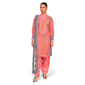 Traje de 3 Piezas para Mujer, Estampado, 100% Algodón, Transpirable, con Bordado a Mano y Dupatta de Chifón SD-52215 - Product Image 3