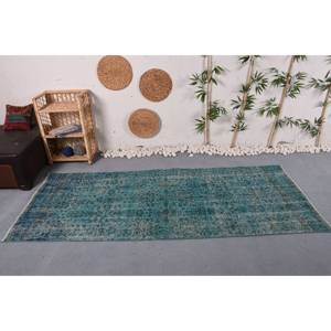 Alfombra de lana Vintage de 3,4x8,4 pies, respaldo de látex azul y verde para decoración para sala de estar, patrón de pasillo para adolescentes, tamaño 9x12 - Product Image 1