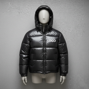 Veste matelassée en toile imperméable et coupe-vent pour homme, design de mode personnalisé, vêtements d'hiver, de haute qualité, fermeture éclair, capuche, devant haut - Product Image 4