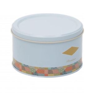 1.1L กล่องเก็บโลหะกลมลายปะ140x80มม. พื้นหลังสีน้ำเงิน - Product Image 2