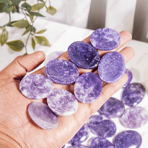 Wholesale Lepidolite Healing Crystal Gemstone Feng Shui <b>Worry</b> <b>Stones</b> Natural Polished Oval Shape Meditation Decoration Pocket - Product Image 3