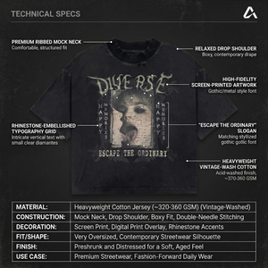 T-shirt Homme Oversize Vintage Streetwear en Coton Épais Délavé à l'Acide avec Impression Graphique et Strass, Modèle Vierge OEM - Product Image 5