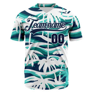 Venta al por mayor Jersey de béisbol en blanco sublimado de secado rápido transpirable 100% poliéster ropa de béisbol Softball botón abajo Jersey - Product Image 1