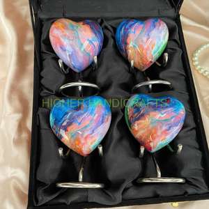 Ocean Waves Heart Unique Metal Cremación Urna Juego de 4 Estuche de terciopelo para cenizas Cementerio Suministros funerarios para entierro de mascotas - Product Image 2