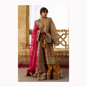 Fourniture directe d'usine robe Shalwar Kameez en soie décontractée pour femmes personnalisable avec manches longues-ensembles Salwar Kameez pour femmes - Product Image 3