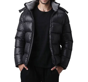 Best Quality Custom Men's Outdoor Puffer Jackets Winter Breathable Zipper Front Pockets Coated Stand Hooded OEM Quick Dry - Product Image 3