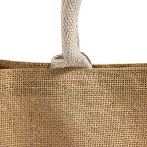 Sacs fourre-tout en jute de couleur unie avec poche avant en toile, faciles à décorer TJ314 - Product Image 5