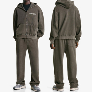 High quality 100% cotton Casual Men's Fashion Hoodie <b>set</b> With Custom Design sweatshirt <b>sets</b> Puff Print Embroidery tracksuits - Product Image 5