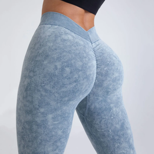 Cravate Die Yoga Legging OEM Service femmes taille haute élastique Yoga Leggings pantalon Gym Fitness porter sans couture Legging serré dames - Product Image 2