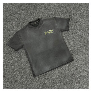 Camiseta Vintage de alta calidad con lavado ácido para hombre 100% algodón orgánico recién llegado - Product Image 2