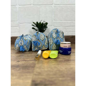 Quilted Bohemian for Toiletry & <b>Makeup</b> Bag with Tassel Pattern Block Print Wash <b>Case</b> Zipper Closure Portable Organizer <b>Case</b> - Product Image 5