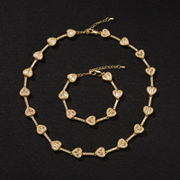 Collar de tenis con forma de corazón y circonita cúbica brillante, cadena de latón para mujer, joyería elegante al por mayor