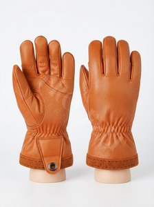 Gants de ski en cuir à doigts entiers sur mesure avec poignet élastique, design de préhension durable pour la conduite sur neige en plein air, usage quotidien, gants de ski - Product Image 3