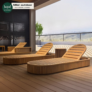 Factory Sale Solid Teak <strong>Wood</strong> Outdoor Sun Lounger Daybed Hobo Durable Luxury Water UV Repellent For Villa Hotel Restore Poolside - Product Image 1