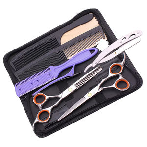 Ciseaux de Coiffure Professionnels en Acier Inoxydable pour Droitiers, Ensemble de 5,5'' et 6'', Peigne de Barbier Affûté et Ciseaux à Effiler - Product Image 4