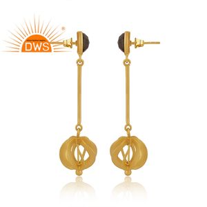 Último diseño hecho a mano 18K chapado en oro labradorita natural piedra preciosa colgante pendiente Demi joyería fina fabricante - Product Image 3